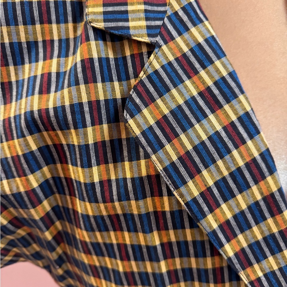 Vintage Linen Plaid Cropped Blazer - Picture 2 of 6